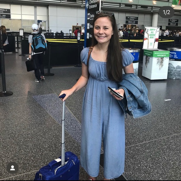 Urban Outfitters Blue Stripe Jumpsuit - Picture 2 of 5